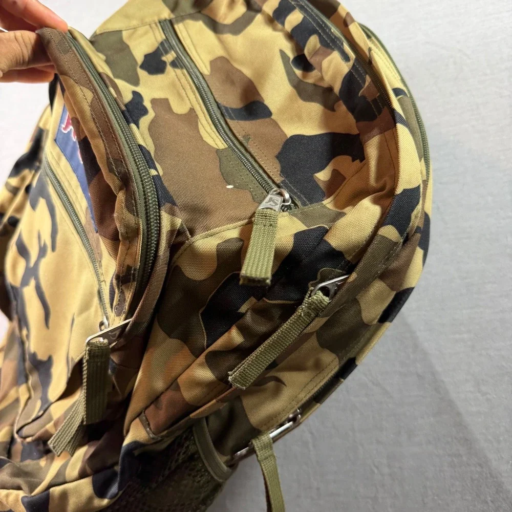 Jansport Backpack Unisex Large Camo Green Good Woodland Camouflage 2331